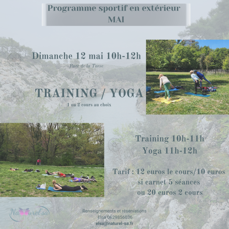 Cours training, sport, yoga en extérieur bouches du rhônes